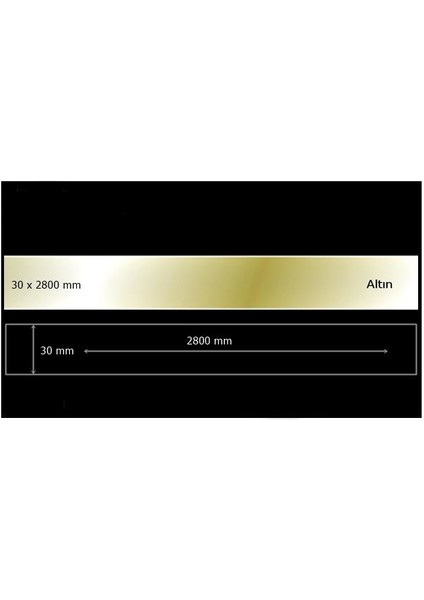Aynalı Pleksi Mobilya Süsü Şerit 2800 mm Altın - 30 mm x 2800 mm