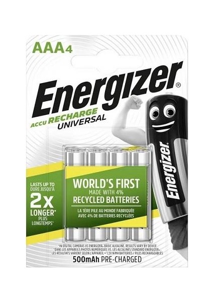 Universal Aaa 500MAH Şarj Edilebilir Pil 4'lü Paket