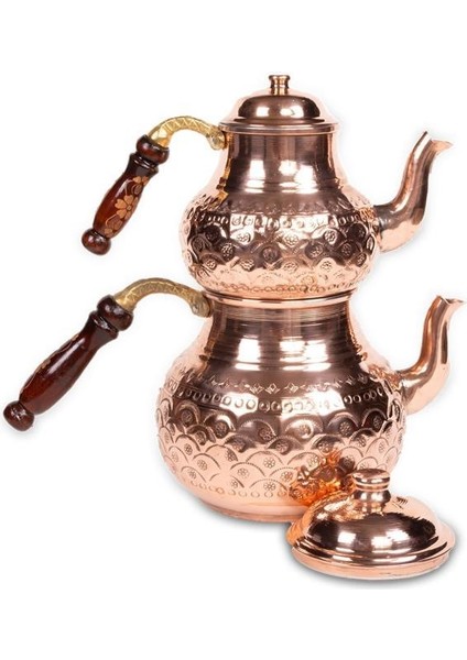 Baskılı Dövme Bakır Çaydanlık Bakır Renk