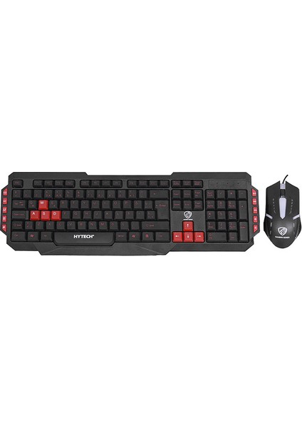 Hyk-46 Gamy Combo Siyah USB Kırmızı Tuşlu Q Klavye + Mouse Set