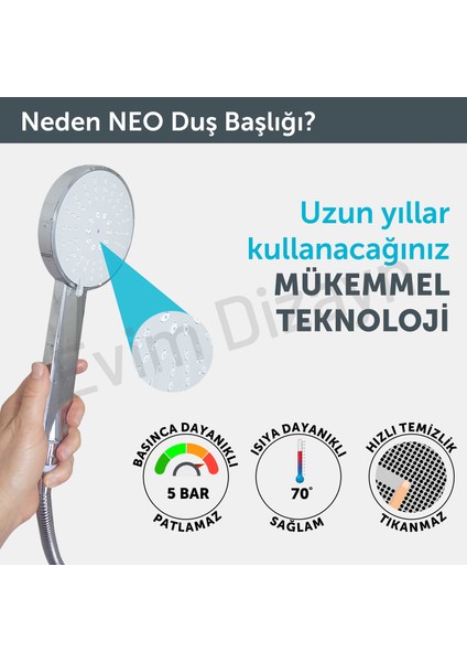 Aqua Bagno Neo  El Duşu - Duş Başlığı  3 Fonksiyonlu