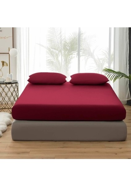 Çarşaf Fitted Yastıklı Ranforce 100X200 Bordo Trendy