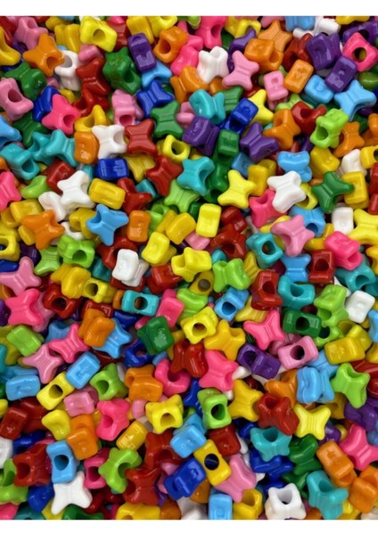 Geniş Delikli Karışık Renkli Plastik Kelebek Model Boncuk,takı,aksesuar Boncuğu (50GR,~80 Adet) modelleri