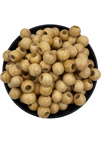 14MM Vernikli Ahşap Tahta Boncuk (100GR,~140 Adet Boncuk)