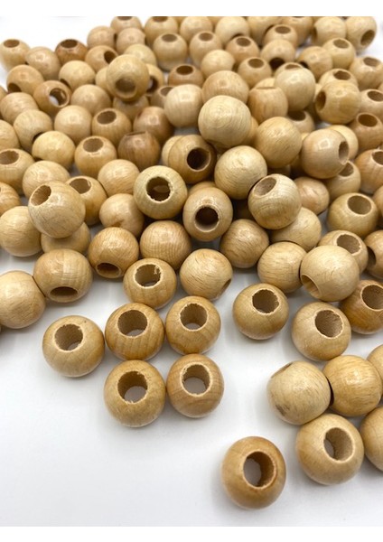 16MM Vernikli Ahşap Tahta Boncuk (100GR,~80 Adet Boncuk)