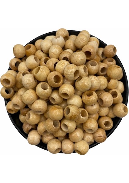 10MM Vernikli Tahta,ahşap Boncuk (100GR,~210 Adet Boncuk)