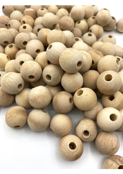 20 mm Ham Ahşap Tahta Boncuk (100GR,~35 Adet Boncuk)