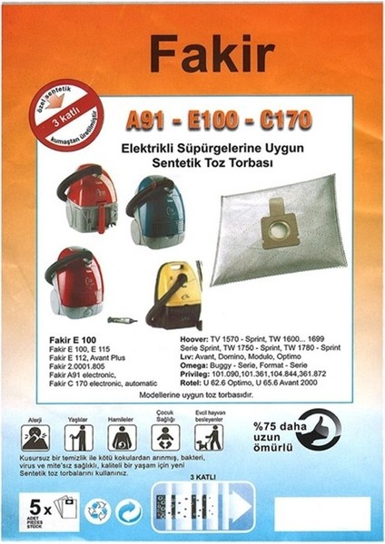 C170 Elektrikli Süpürge Toz Torbası
