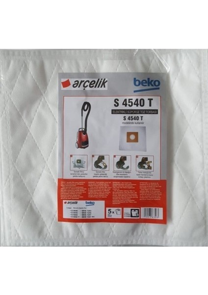 Arçelik - Beko S 4540 T Elektrikli Süpürge Toz Torbası (5 Adet)