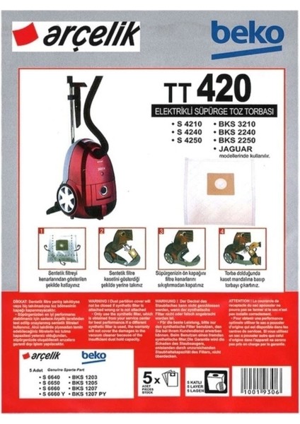 : S4210-S4240-S4250 5 Adet Bez Süpürge Torbası