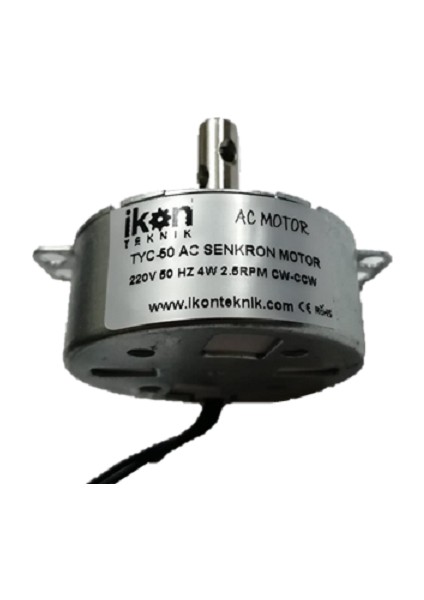 220 Volt TYC50 2,5 Rpm 4W, Elektrikli Şömine Çevirme Motoru, TYC50 2,5rpm Cw/ccw