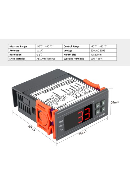 Beauty Life Dijital Sıcaklık Kontrol Cihazı STC-8080A+ Buzdolabı (Yurt Dışından)