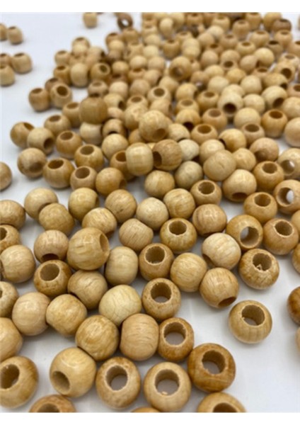 12MM Vernikli Ahşap Tahta Boncuk (100GR,~210 Adet Boncuk)