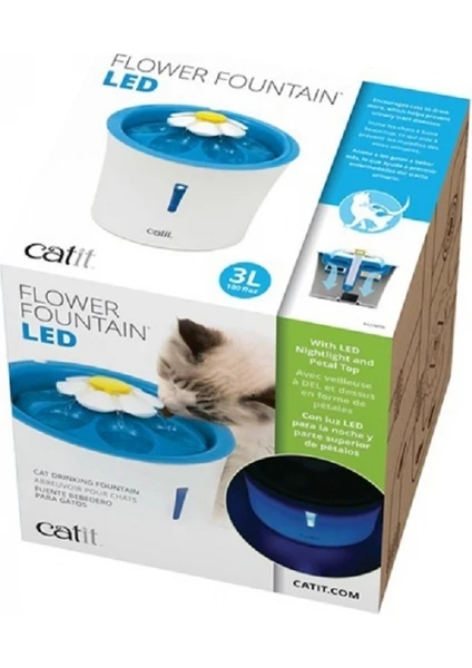 Cat İt 2.0 Flower Çiçek Şekilli LED Işıklı Otomatik Su Kabı 3 Lt