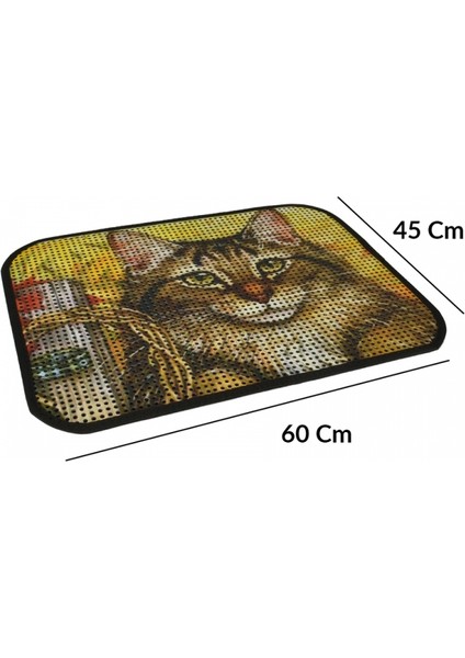 Pet Resimli Lux Kedi Kumu Toplama Paspası 60*45 cm