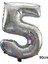 90 cm 5 Rakamı Folyo Balon Gümüş 1