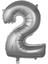Balon 2 Rakam 76 cm Gümüş Folyo Balon 34 Inc 1
