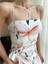 Kadın Ip Askılı Yaprak Desenli Lovely Elbise - Beyaz - L 5