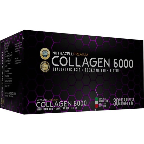 Nutracell Premium Collagen 6000 Çilek ve Ahududu Aromalı Tip1-3 Hidrolize Kolajen 30'lu
