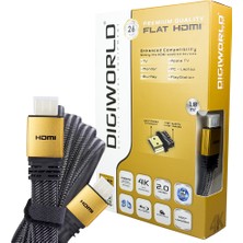 Digiworld 4K HDMI Flat Kablo 26 Awg 2.0 Versiyon - 1.8m