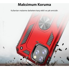 Apple iPhone 11 Uyumlu Kılıf Yüzüklü Standlı Powering Zırh Kapak - Siyah