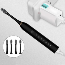 Dolity Elektrikli Diş Fırçası 4 Diş Kafaları Ipx7 Su Geçirmez Otomatik Diş Fırçası Siyah