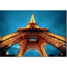 Cakatablo Ahşap Tablo  Eyfel Kulesi Gece Alttan Görünüm