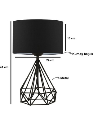 Homing Vienna Siyah Kumaş Metaltasarım Abajur