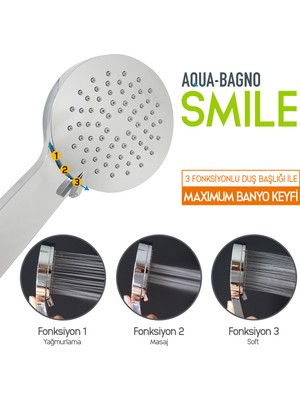 Aqua Bagno Smile El Duşu - Duş Başlığı  3 Fonksiyonlu