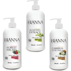 Bıanna El ve Vücut Losyonu 400ML Karışık Meyveler - Aloevera - Hindistan Cevizi 3' Lü Bakım Set