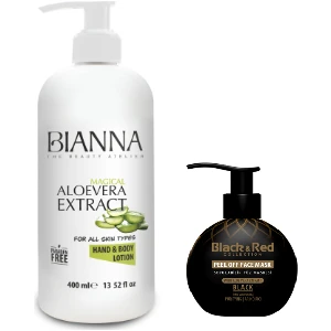 Bıanna Aloevera El ve Vücut Losyonu 400ML + Black & Red Soyulabilir Yüz Maskesi Siyah 250ML