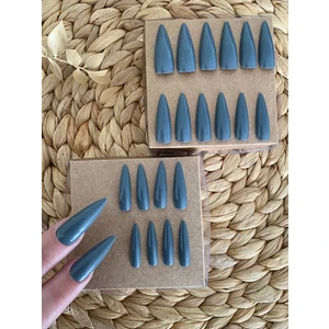 SYBELLE KOZMETİK 20 Adet Gri Stiletto Takma Tırnak