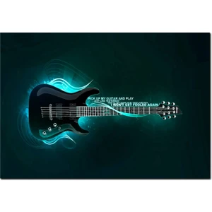 Cakatablo Ahşap Tablo  Elektro Gitar Işıklı Görsel