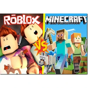 Cakatablo Ahşap Tablo  Roblox ve Minecraft Çizgi Film Görseli