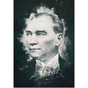 Cakatablo Ahşap Tablo Mustafa Kemal Atatürk Portresi ve Imzası Görseli