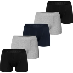 Erkek Siyah Gri Lacivert 5’li Paket Düz Likralı Boxer Şort