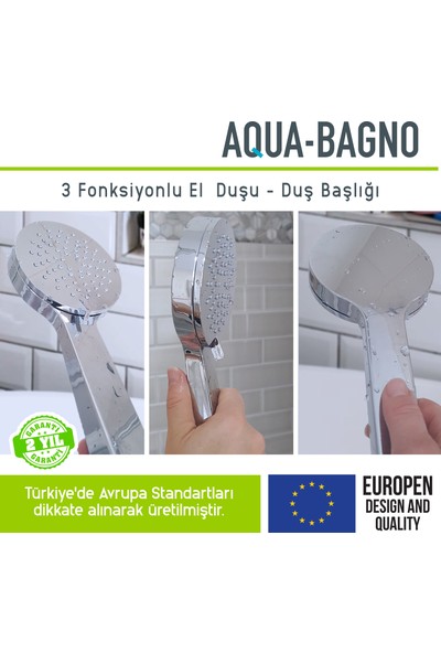 Aqua Bagno Smile El Duşu - Duş Başlığı 3 Fonksiyonlu