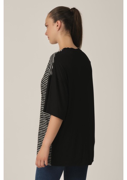 Çizgili Oversize T-Shirt (UN-70417)