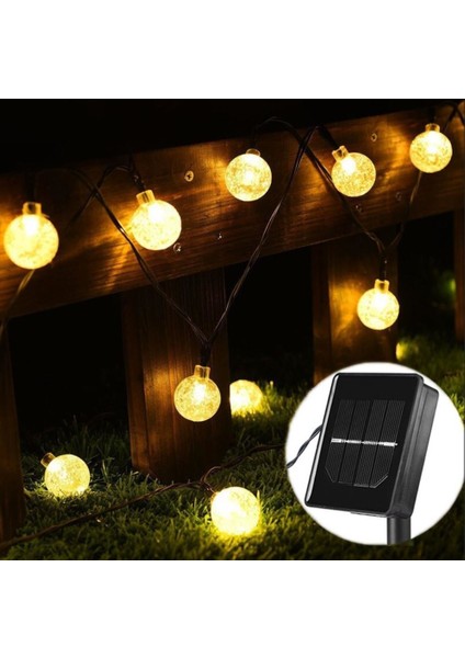 KRİSTAL Güneş Enerjili 7 Metre 50 LED Sarı Bahçe Teras Parti Balkon Süsü Aydınlatma Lambası fiyatları