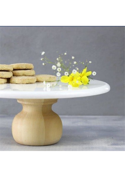 Mermer 28 cm Ahşap Ayaklı Beyaz Yuvarlak Sunum Tabağı fiyatları