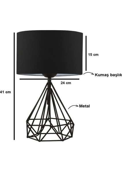 Vienna Siyah Kumaş Metaltasarım Abajur