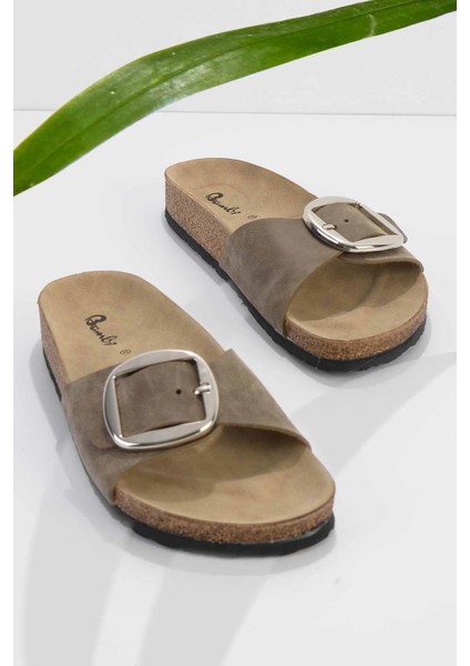 Vizon Nubuk Kadın Terlik K04819200001