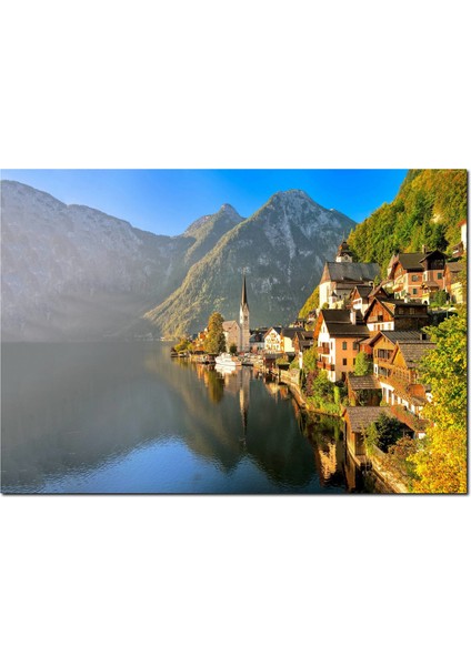 Cakatablo Ahşap Tablo Goisern Hallstättersee Avusturya Doğada Evler Görseli