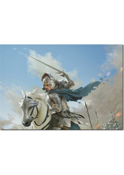 Cakatablo Ahşap Tablo Savaş Şovalye At Görseli
