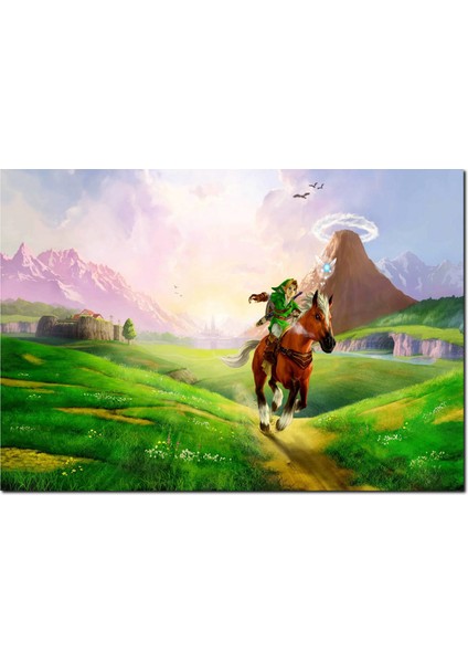 Cakatablo Ahşap Tablo Zelda Ocarina Efsanesi ve Koşan At Görseli