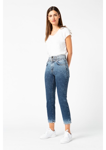 Vıgoss Kadın Kemer Detaylı Denim Pantolon 23827-00008