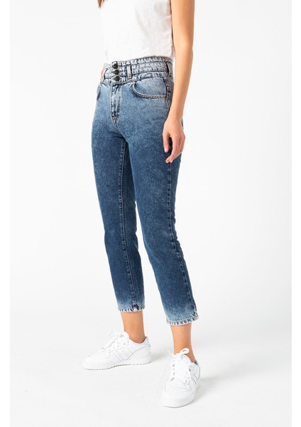 Vıgoss Kadın Kemer Detaylı Denim Pantolon 23827-00008
