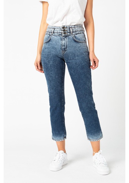 Vıgoss Kadın Kemer Detaylı Denim Pantolon 23827-00008