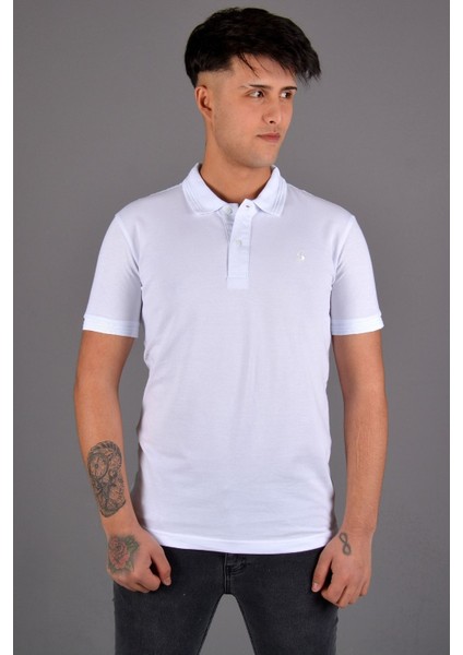 Erkek Polo Yaka T-Shirt K-0145 - Beyaz