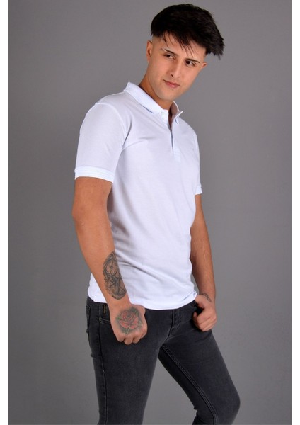 Erkek Polo Yaka T-Shirt K-0145 - Beyaz